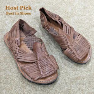 Vintage Woven Brown Braided Leather Sandals